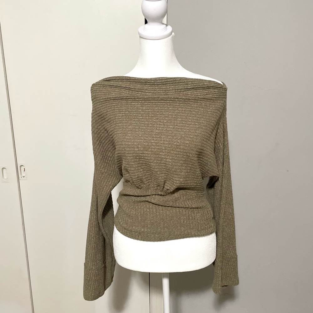 🔺SOLD🔻Free People We The Free Waffle Knit Boat Neck Top